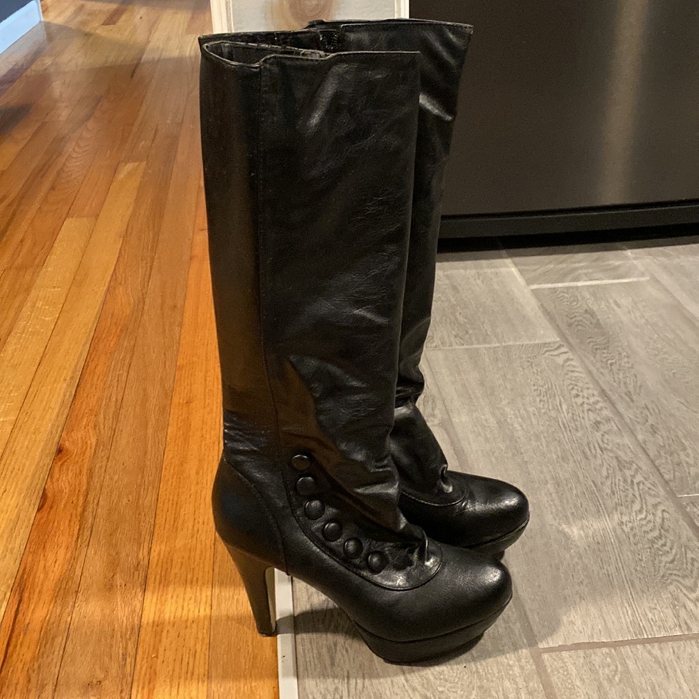 Steve Madden Girl Black Camille knee high boots